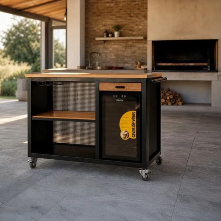 Barra Iron Wood 12060 Con Cava De Vinos