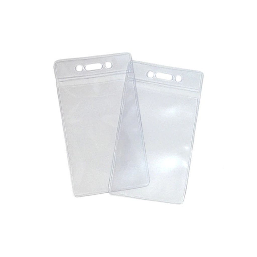 Bolsillo plástico Porta Tarjeta Reforzado Vertical con Solapa Perforada y Tapa - foto principal