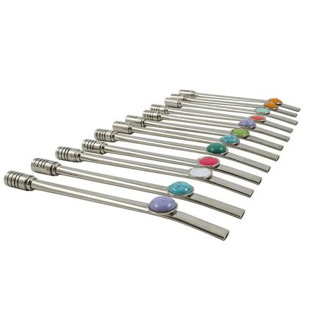 Bombilla De Gema Bronce Con Baño De Plata X 12 Unid Dcto 10%