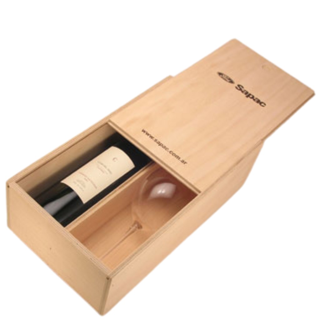 Caja Para 1 Botella Y 1 Copa Con Tapa - foto principal