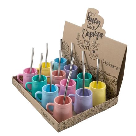 Mate Asa Con Bombilla X 12 Unid Surtidos Con Packaging