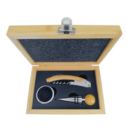Set de vino de dos piezas en caja de madera. (LS-4277)