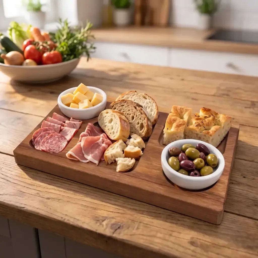 Tabla De Picada En Mini Block 30X20 Cm Con Bowls De Cerámica - foto principal