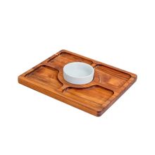 Tabla Teka Con Recipiente Y 4 Divisiones 28X23X4 Cm - foto 1